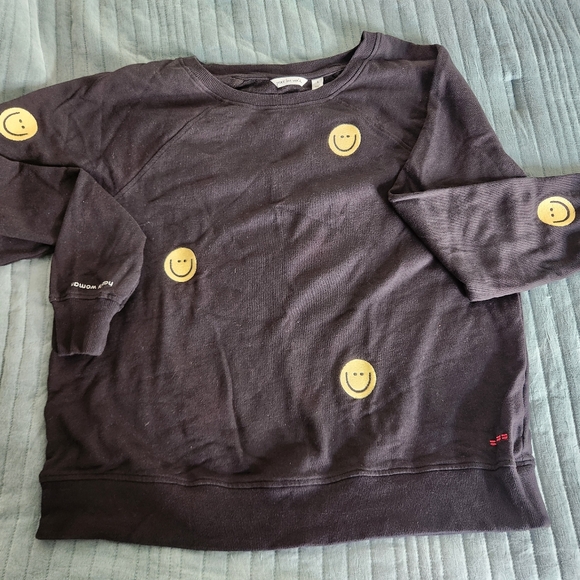 Peace Love World Tops - Peace Love World Black Sweatshirt with Yellow Accents